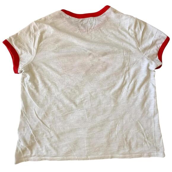 Levi’s Retro Logo Ringer T-Shirt White Red Trim Women’s XL Graphic Cotton Top - Picture 2 of 5